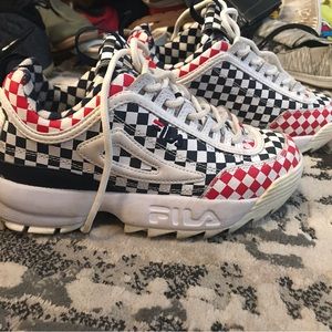 Fila disruptor ll checker red white blue